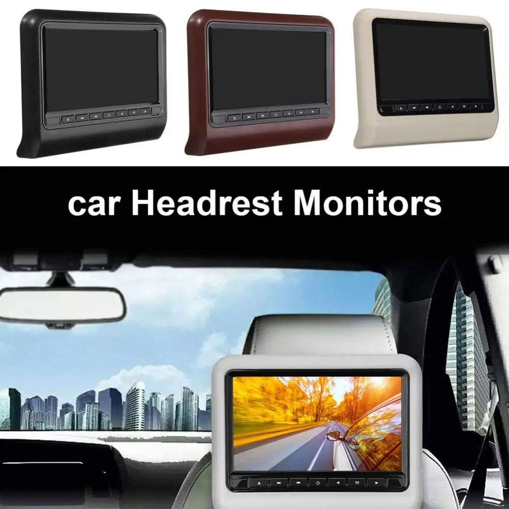 Car Seat Back Headrest LCD Display 9 Inch Remote Control DVD Player Monitor