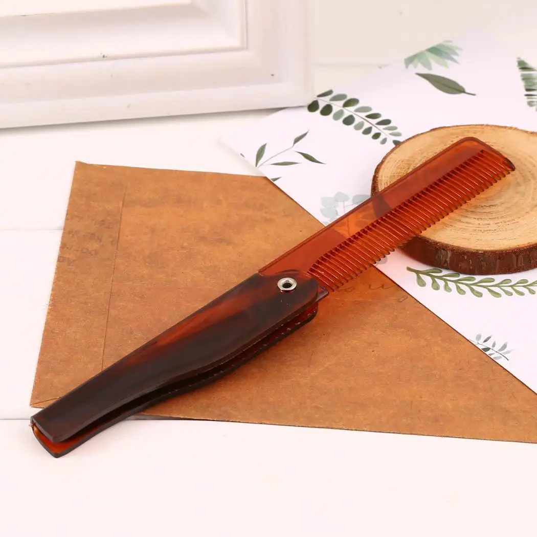 Унисекс портативный твердый Простой складной гребень с зажимом волос 15 дома и т.