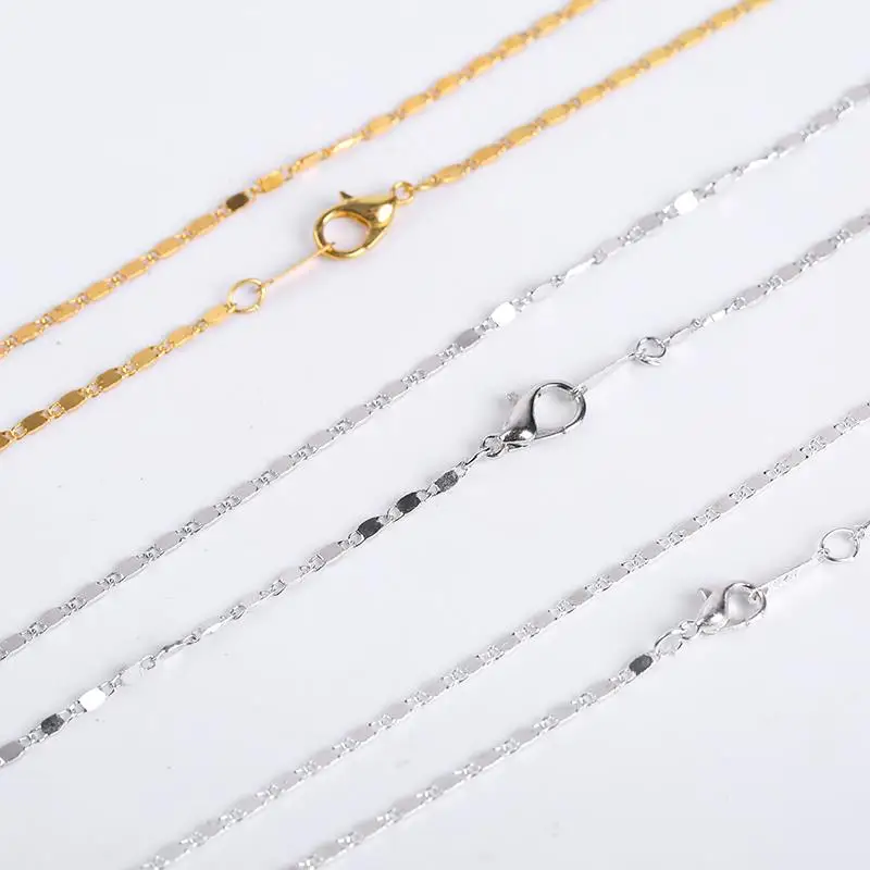 

6-12Pcs/Lot 40cm 1.6mm Bamboo Chains Necklace For Women Rectangle Copper Jewelry Making Supplies DIY Chains Accessories