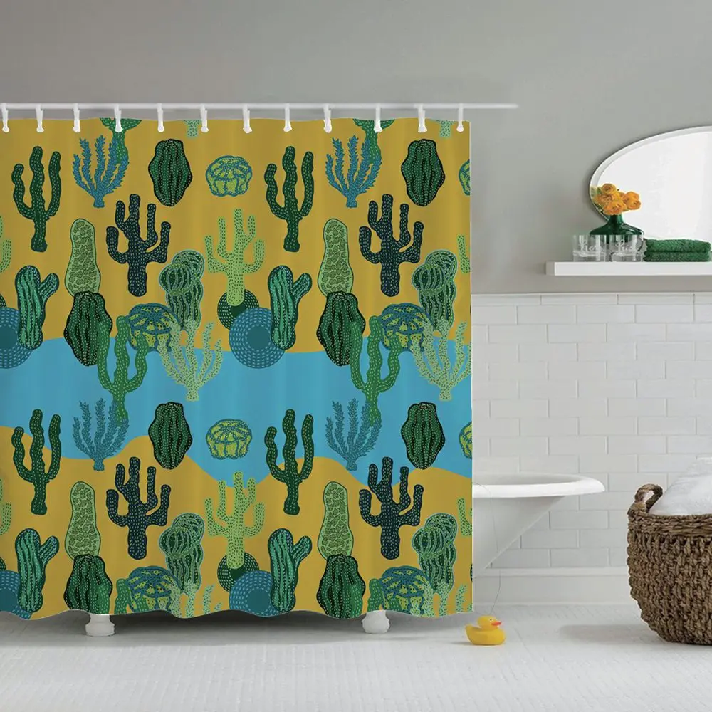 Занавеска для душа Dafield с тропическими пальмовыми листьями водостойкая моющаяся