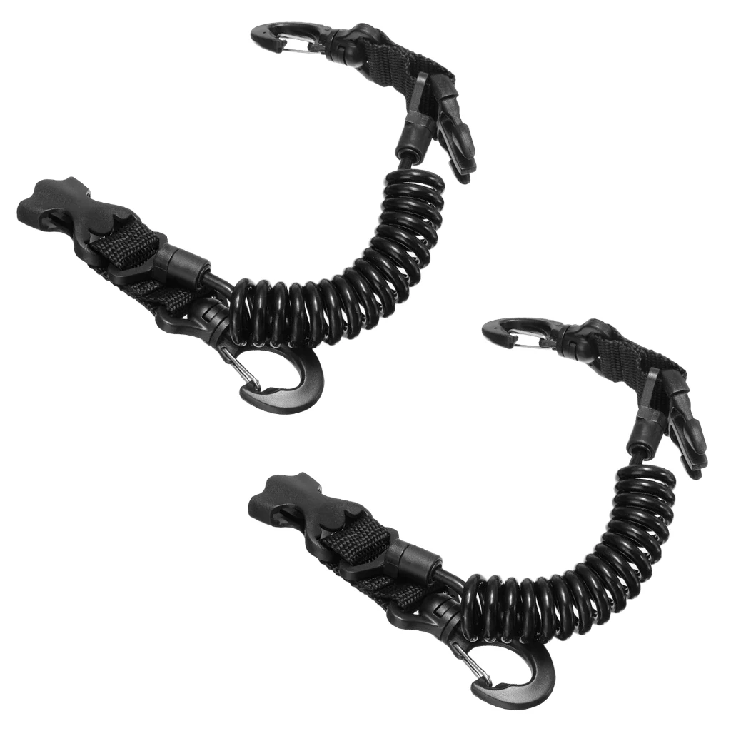 

2 Pieces Scuba Diving Dive Camera Light Spring Coil Lanyard Nylon Webbing Strap With Quick Release Buckle And Clips