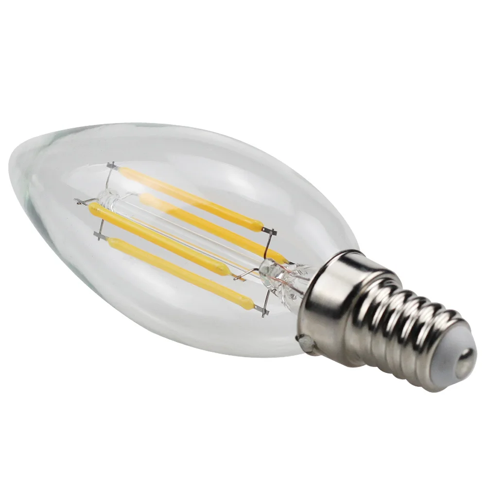10 шт./упаковка лампочка свечи со светодиодными лампочками C35 4W 6W 110V 220V E12 E14 Edison с