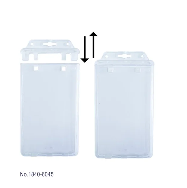 

1840-6045 Clear Vertical Permanent Locking Plastic Card Holder - Max Insert Size 86 mm x 54 mm