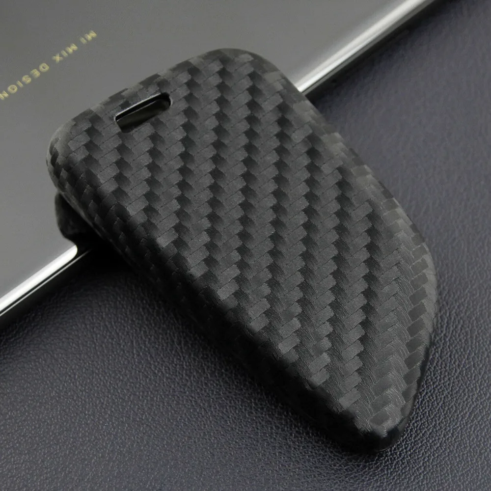 

Carbon Fiber Look Texture Car Key Case Silicone Fob Cover Holder Shell