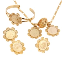 ethiopian ancient coins pendants necklaces women earrings ring bangle eritrea habesha gold chain bride wedding jewelry sets