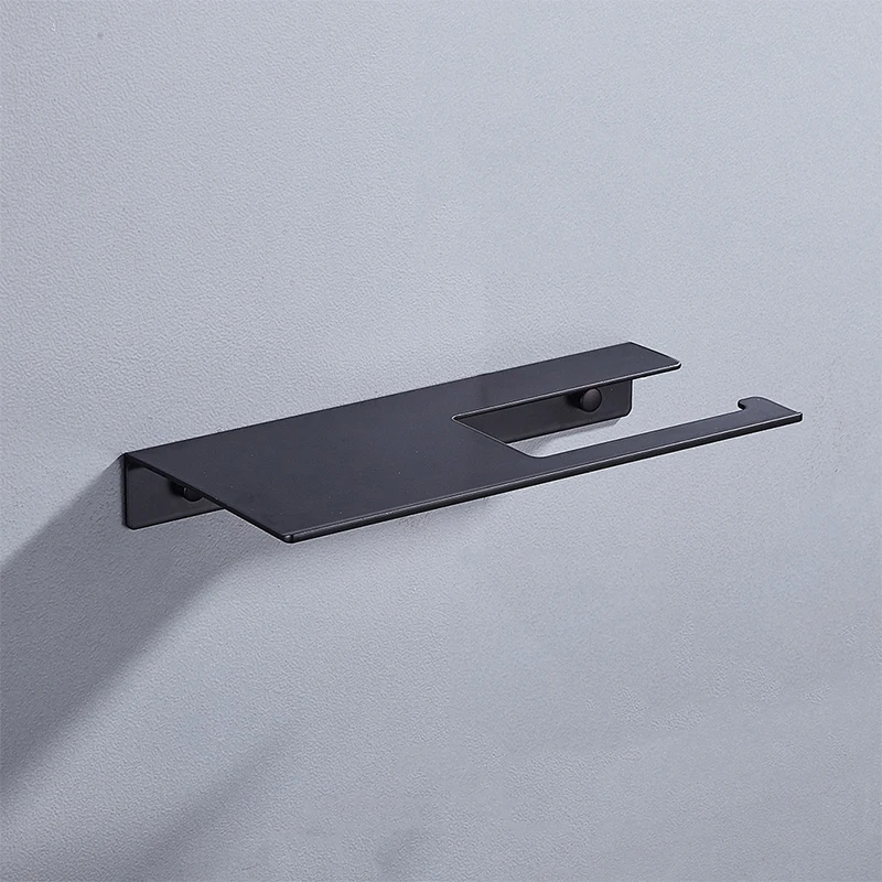 Black White Silver Toilet Tissue Roll Paper Holder Bathroom Shelve Storage Towel Rack Wall Mounted Kitchen Basket Accessories |