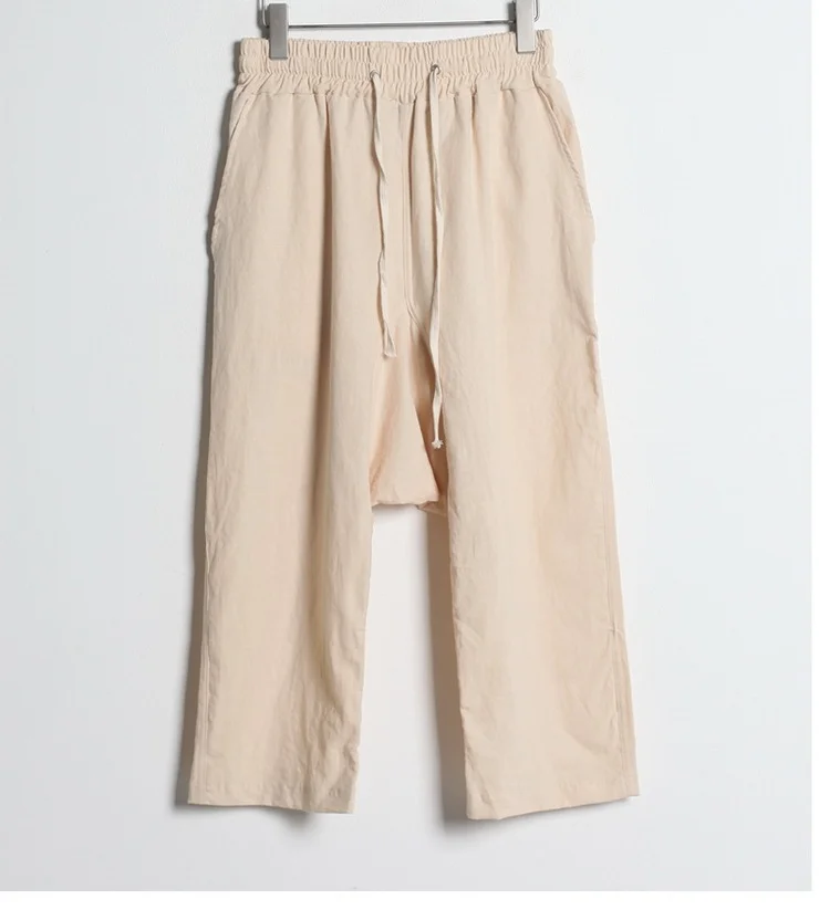

May 20 new men's fashion basic linen low crotch nine point Harem Pants