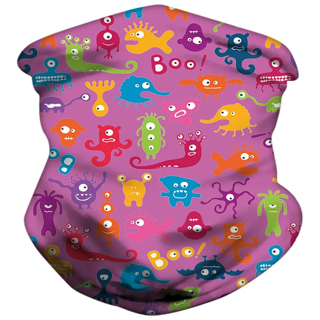 

5PC Children Sport Cycling Mask Print Cold Ice Scarf Magic Scarf Earloop Washable Reusable Windproof Mouth-muffle Face Masks