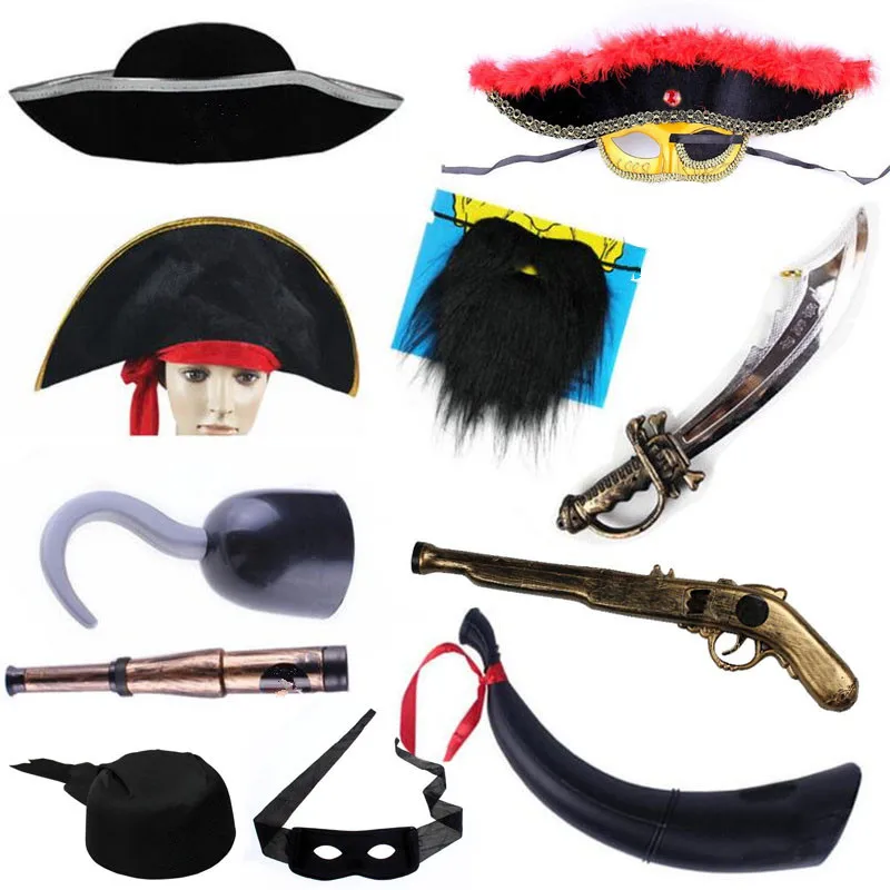 Halloween Pirate Eye Patches Mask Hat Cloak Weapons Cosplay Costume Accessories Kids Adults Masquerade Party Props Christmas|cosplay props|props
