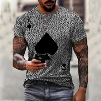 mens poker printed t shirt o neck short sleeve slim fit streetwear casual tops fashion summer male clothes homme tee new sales