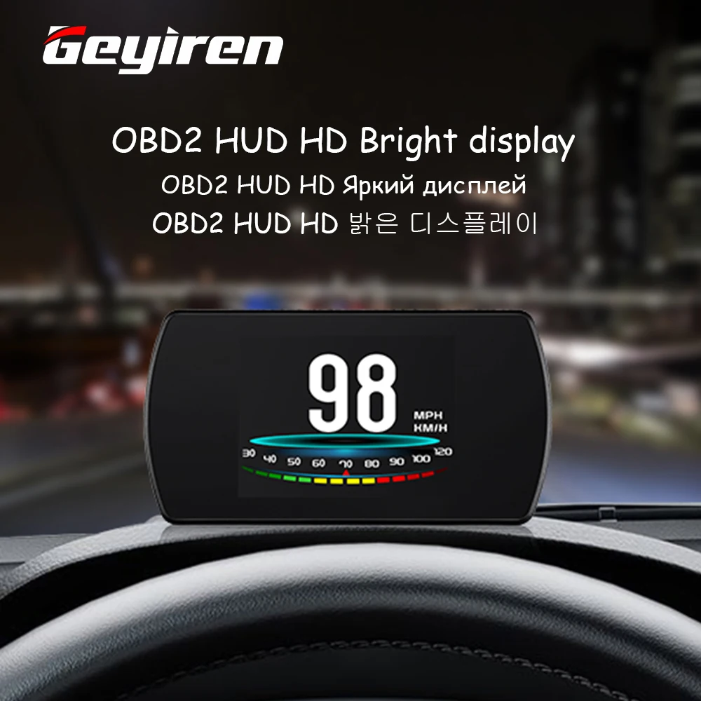 

REYIRE OBD2 GPS HUD Car On-board Computer 4.3" HD TFT Digital Speed Projector OBD Head Up Display Coolant Fuel Fault Code Clear