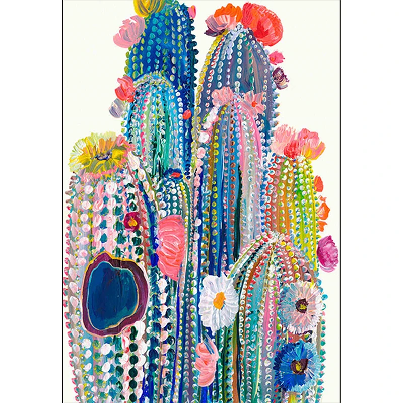 

Cross Stitch Embroidery Sets Cactus Picture 45x60cm Home Decoration Precision Printing Diy Needlework Kits