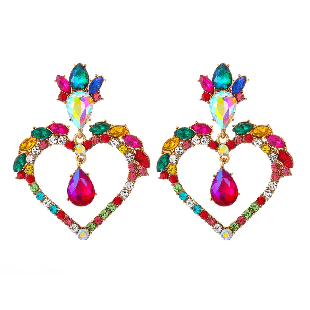 

Fashion European And American Style Personality Alloy Set With Diamond Multicolor Earrings Jewelry For female