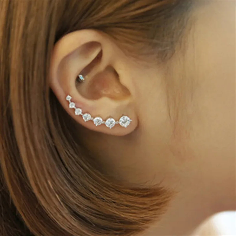 

925 Sterling Silver Women Bright AAA Zircon Setting Stud Earrings Korean Style Girls Luxury Wedding Jewelry Cute Fashion Earring