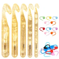 lmdz 1215182025mm transparent crystal crochet hook with crochet locking stitch markers set for weave sewing needles tool