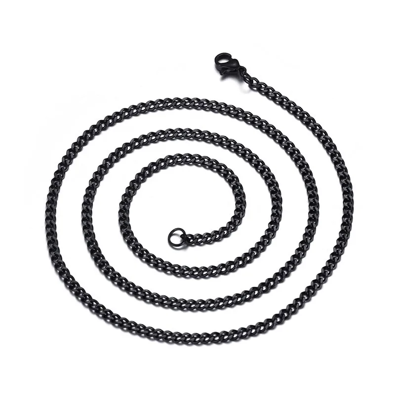 

New 3mm High Quality Titanium Steel Frosted Necklace Black Gold Silver 71cm Necklace With Chain Accessories Europe and America