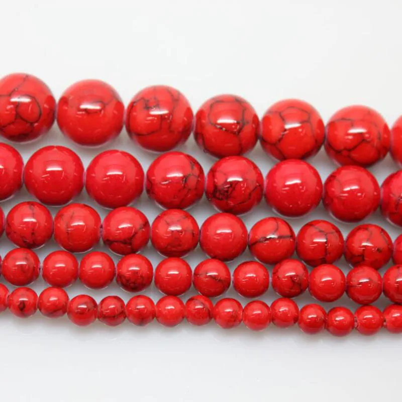 Бусины из натурального камня китайские красные Howlite черные круглые свободные