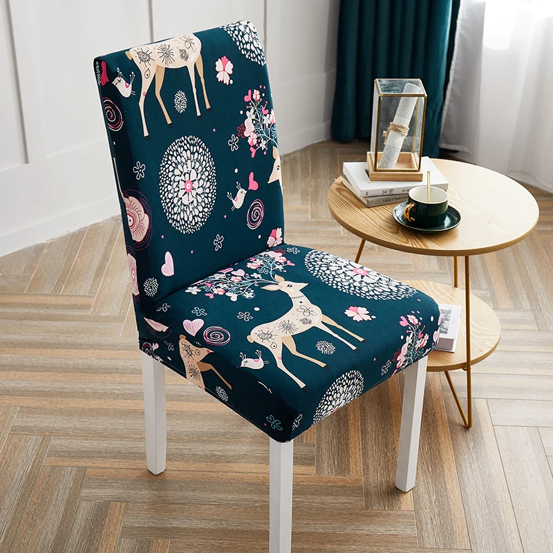 

Chair Cover for Dining Room Jacquard Slipcover for Chairs Kitchen Dining Elastic Stretch Seat Cover Spandex