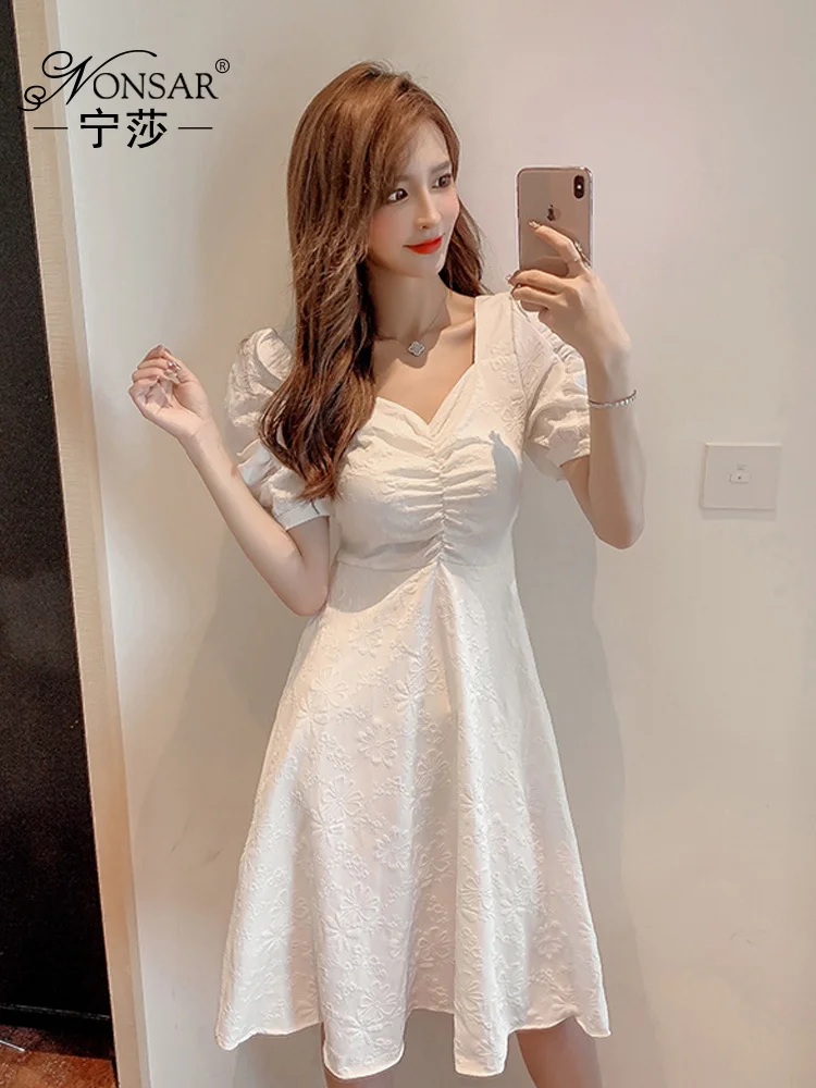 Женское платье трапеция в стиле Хепберн Соленое французское с квадратным