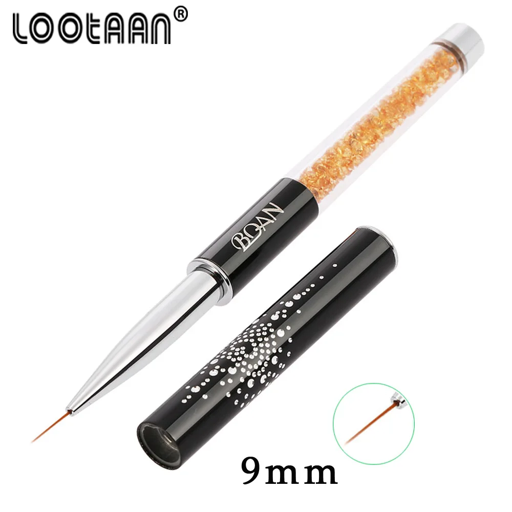Lootaan 7/9/11 мм Nail Art Кисти для УФ-геля чертежный вкладыш малярные кисти с украшением в виде кристаллов акриловый маникюр инструменты УФ-гель