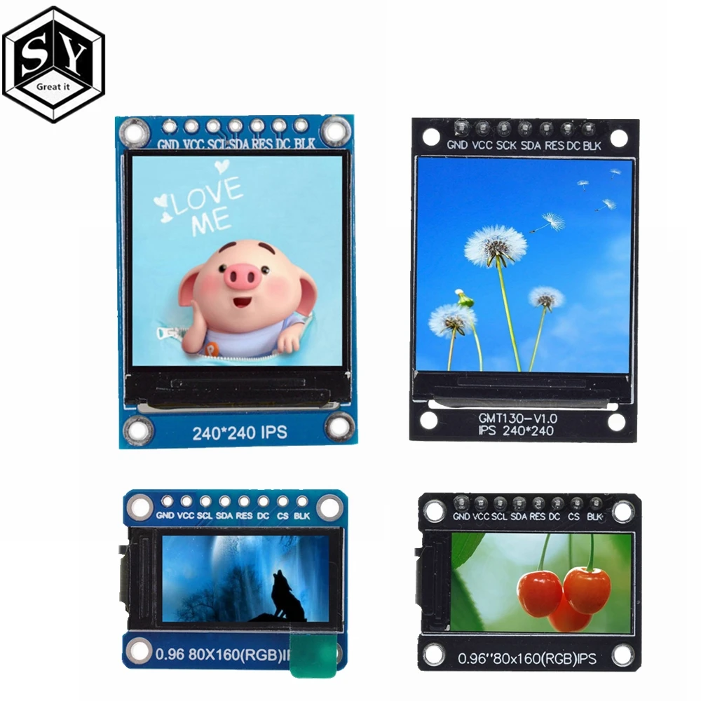 GREAT IT TFT дисплей 0 96/1 3 дюйма IPS 7P SPI HD 65K полноцветный ЖК модуль ST7735 Drive IC 80*160 (не OLED)