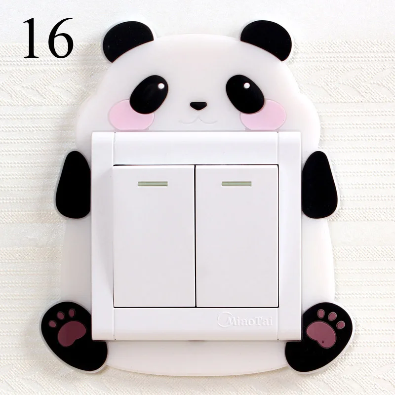 Panda Милый мультяшный переключатель наклейки Светящиеся в темноте светящаяся наклейка для стены переключатель или гнездо мягкий силиконовый защитный чехол ВКЛ-ВЫКЛ Декор Наклейка - Цвет: Panda
