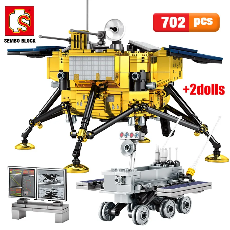 

SEMBO City Electric Lunar Lander Building Blocks Classic Movie Exit Airship car Model Creator Cosmonaut Figures Bricks Kids Toys