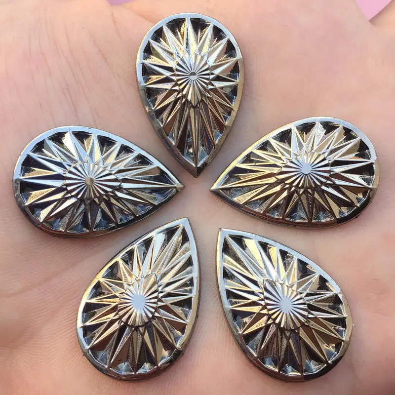 Камни из черной смолы с каплями воды 20*30 мм стразы плоской задней поверхностью