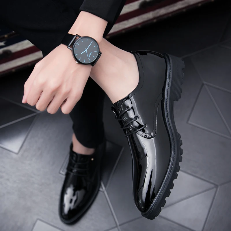 Мужские брендовые кожаные повседневные оксфорды обувь на шнуровке дышащая