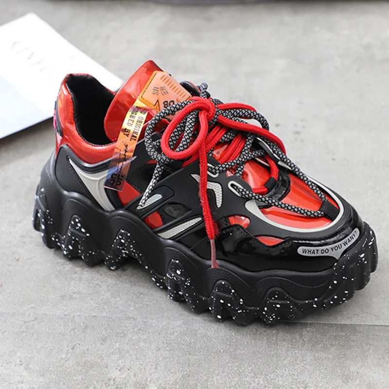 Женские кроссовки с волнистой подошвой ADBOOV повседневная обувь лазерной верхней