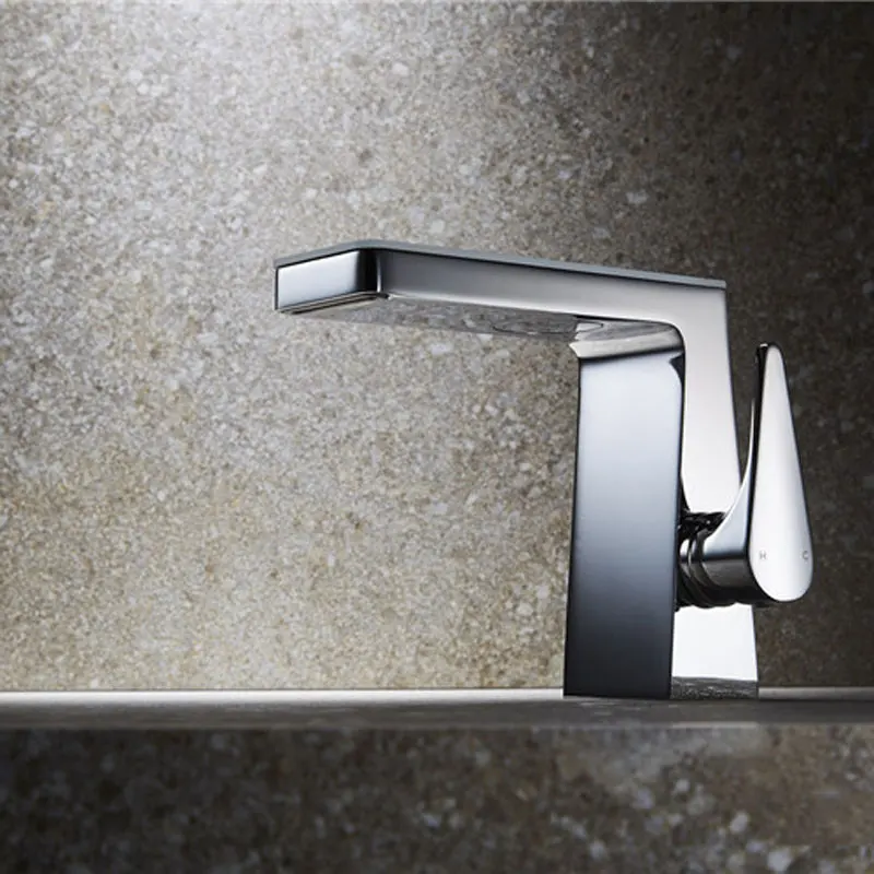

Glass panel waterfall faucet home high quality brass bathroom Chrome basin faucet