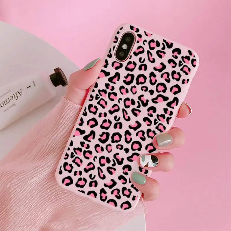 

Fashion Leopard Pattern Phone Case Candy Color for iPhone 6 7 8 11 12 s mini pro X XS XR MAX Plus high quality soft cover