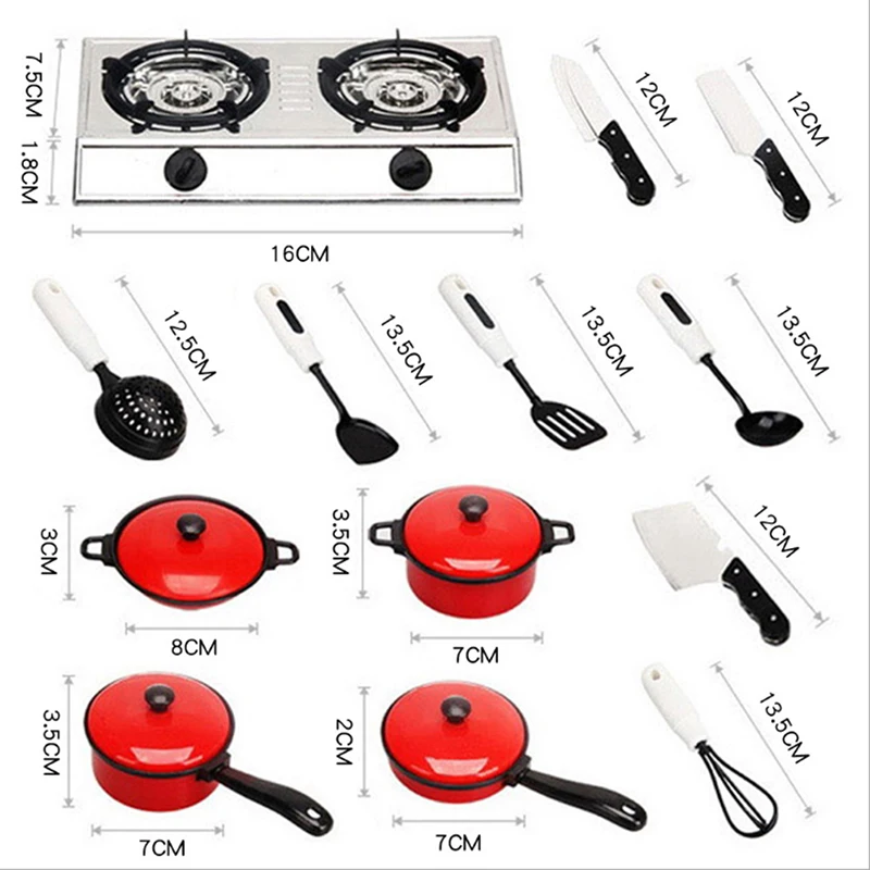 

13Pcs/Set Simulation Cook Kitchen Pretend Play House Toy Set Gift Dollhouse Mini Utensils Cooking Pot Pan Cookware Role Play