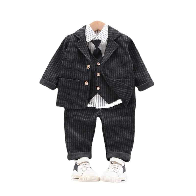 

Новинка, модный костюм для маленьких мальчиков на весну и осень, Детское пальто, жилет, рубашка и брюки, 4 шт./компл., Одежда для младенцев, Костюм Джентльмена для детей