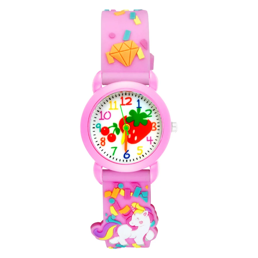 Модные детские часы в стиле мультфильма Единорог Лошадь вишня кварцевые 3D