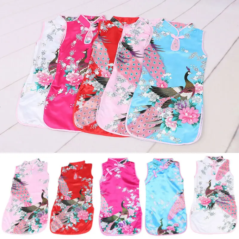 Новинка 2020 детское платье в стиле ретро для девочек китайское мини-платье Ципао с