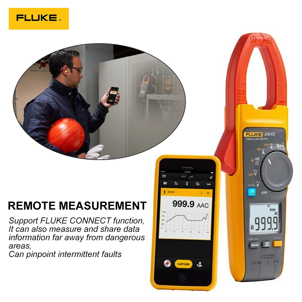 Токоизмерительные клещи Fluke 376 FC True-RMS 1000A AC/DC с iFlex измеряет переменный/постоянный