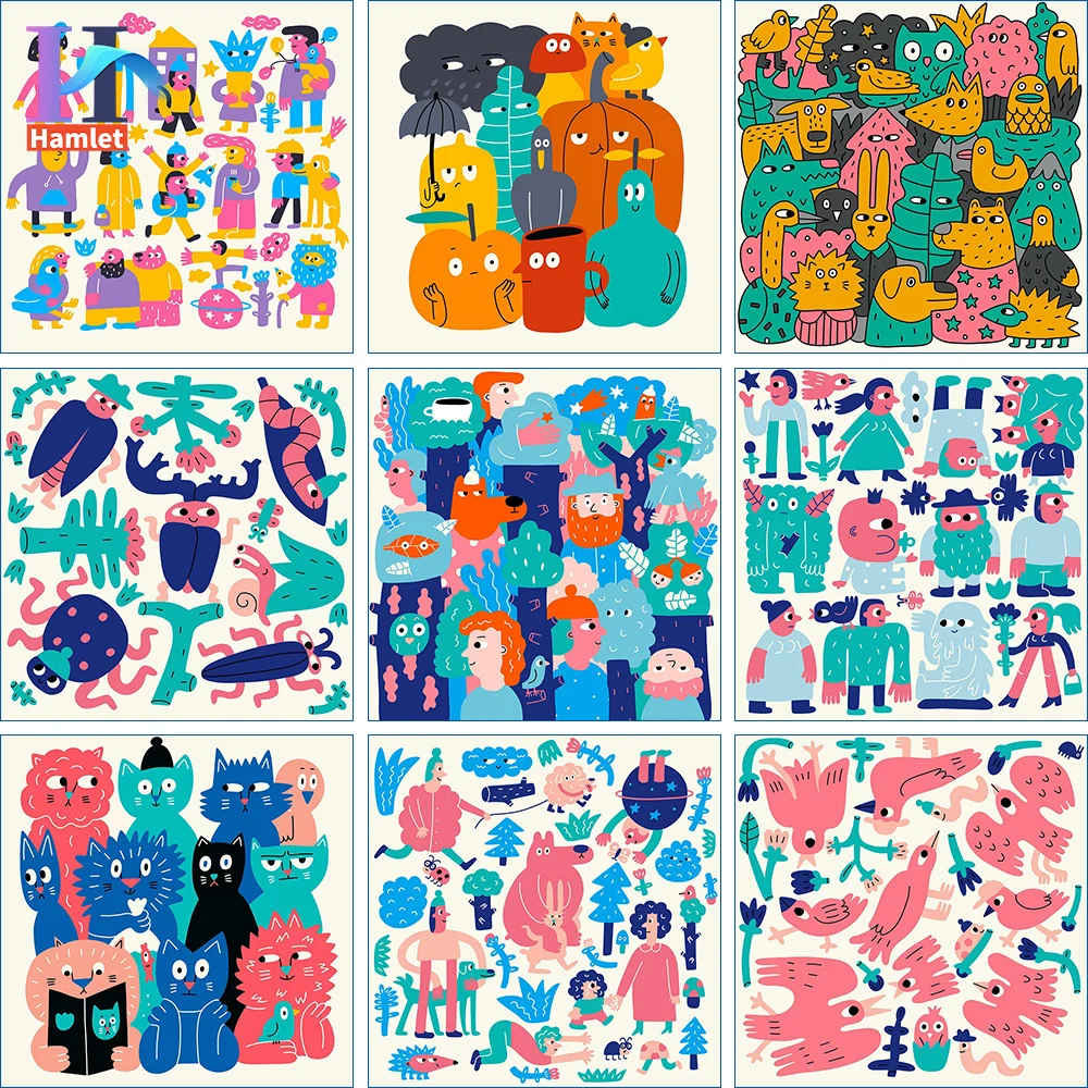 

【Hamlet】Painting By Numbers Canvas Cartoon Kids Modern Home Room Decoration Paint By Numbers Handicraft Trend Living Decor Gift