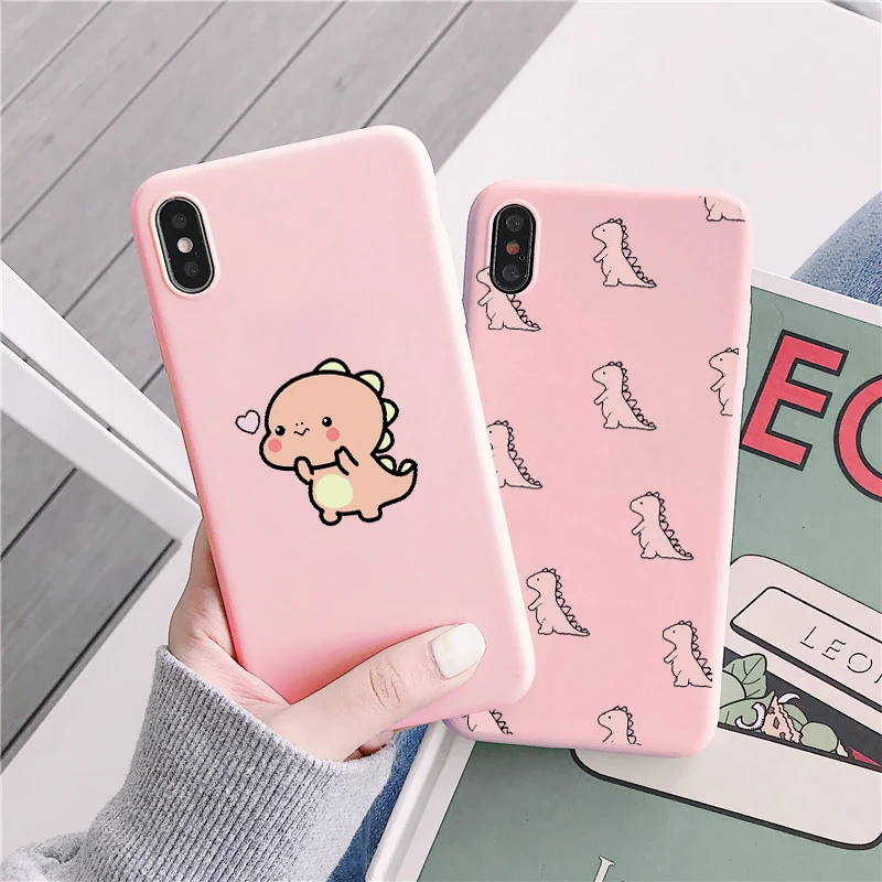 

Cute Dinosaur Liquid Silicone Phone Case for iPhone 13 12 11 Pro Max XR XS MAX X 6s 7 8 Plus SE 2020 Soft Candy Couple Cover