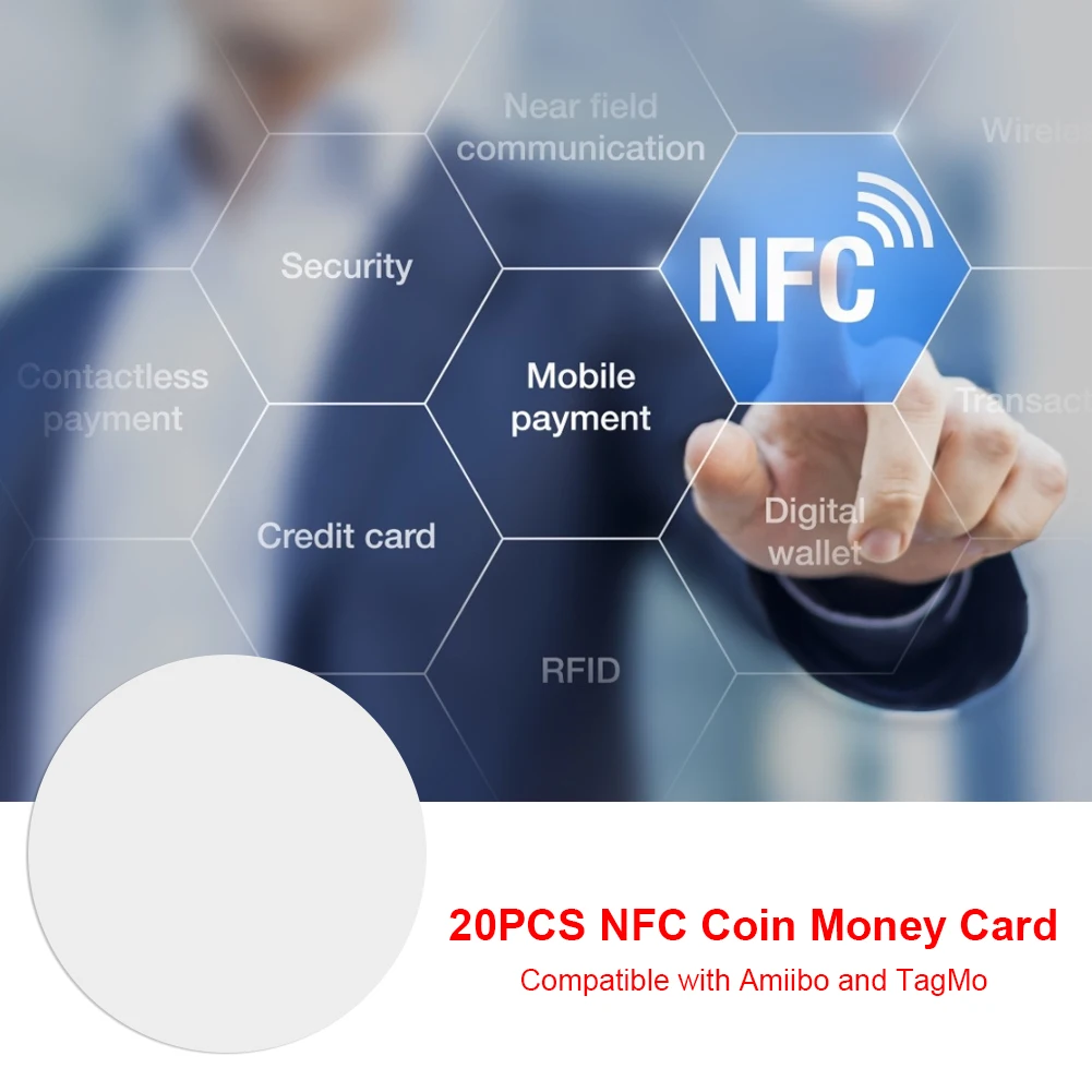 20pcs NFC Coin Money Card NTAG215 13.56MHz 14443A Protocol for Amiibo TagMo Mobile Phone Chip Stickers Tag Lable Device | Безопасность и