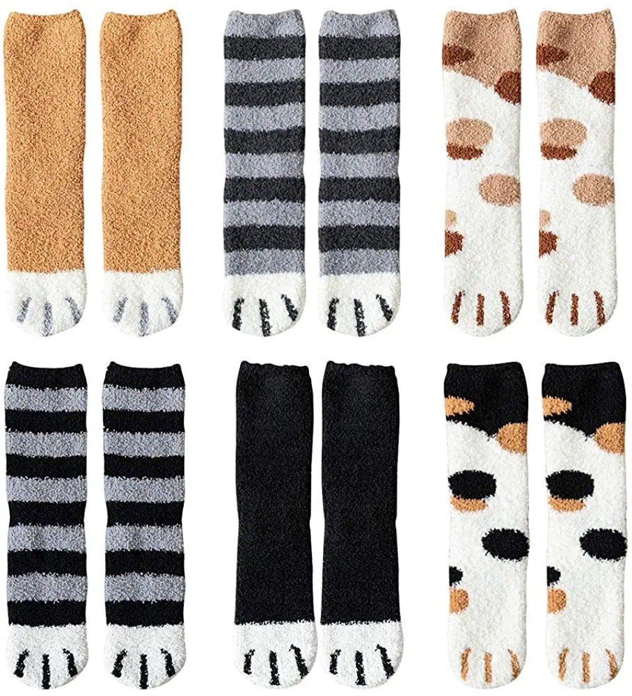 

Fashion Womens Cats Paw Stripe 3d Socks Cute Funny Thick Girls Cartoon Animal Fingers Sock Hosiery Toe Zebra/Tiger/Cat Foot Sox