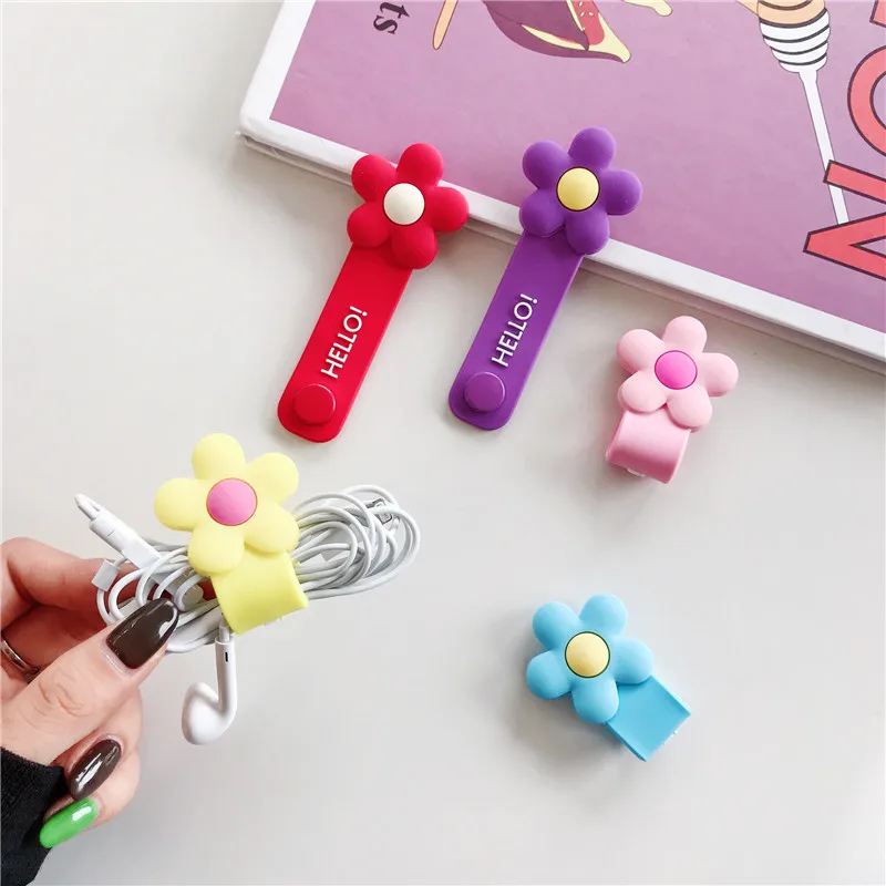 Милая Цветочная защита для кабеля USB iPhone кабель зарядное устройство протектор