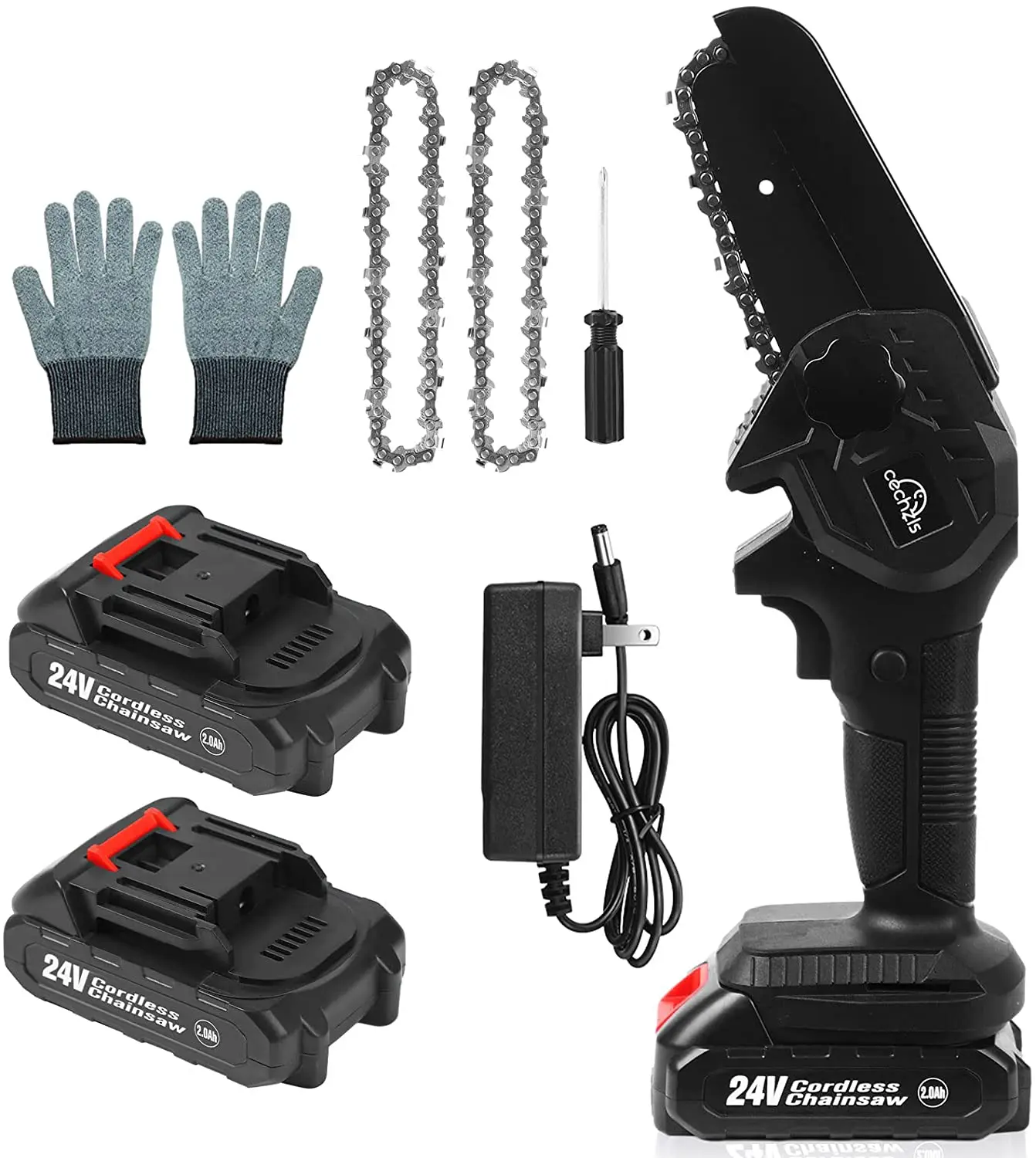 

Мини-бензопила Беспроводная 4-дюймовая аккумуляторная электрическая бензопила 24 В, портативная ручная Подрезка с небольшим аккумулятором