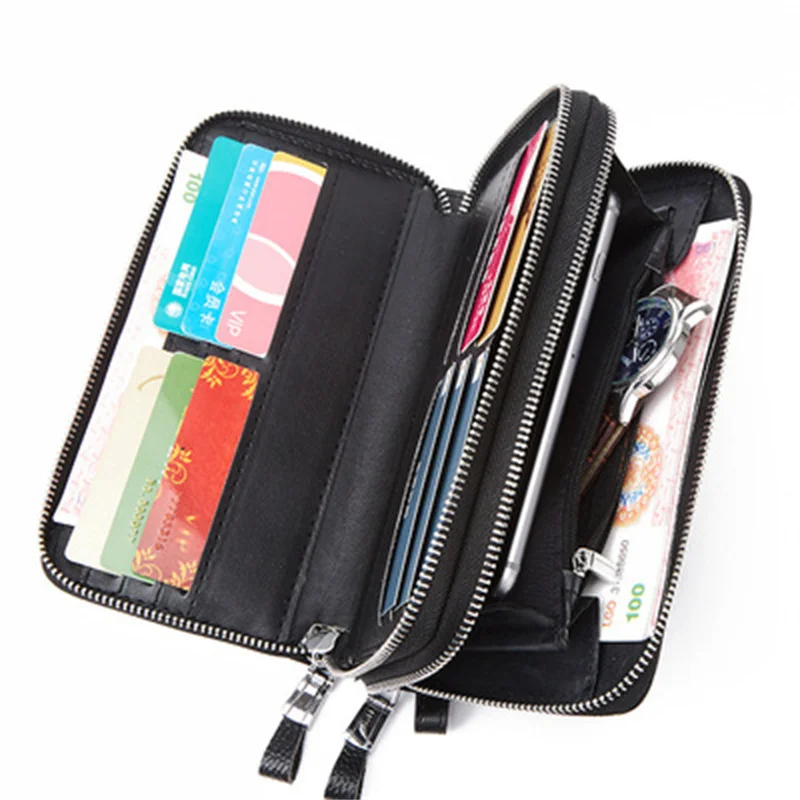 Мужской кошелек с крокодиловым узором клатч из натуральной кожи на двойной