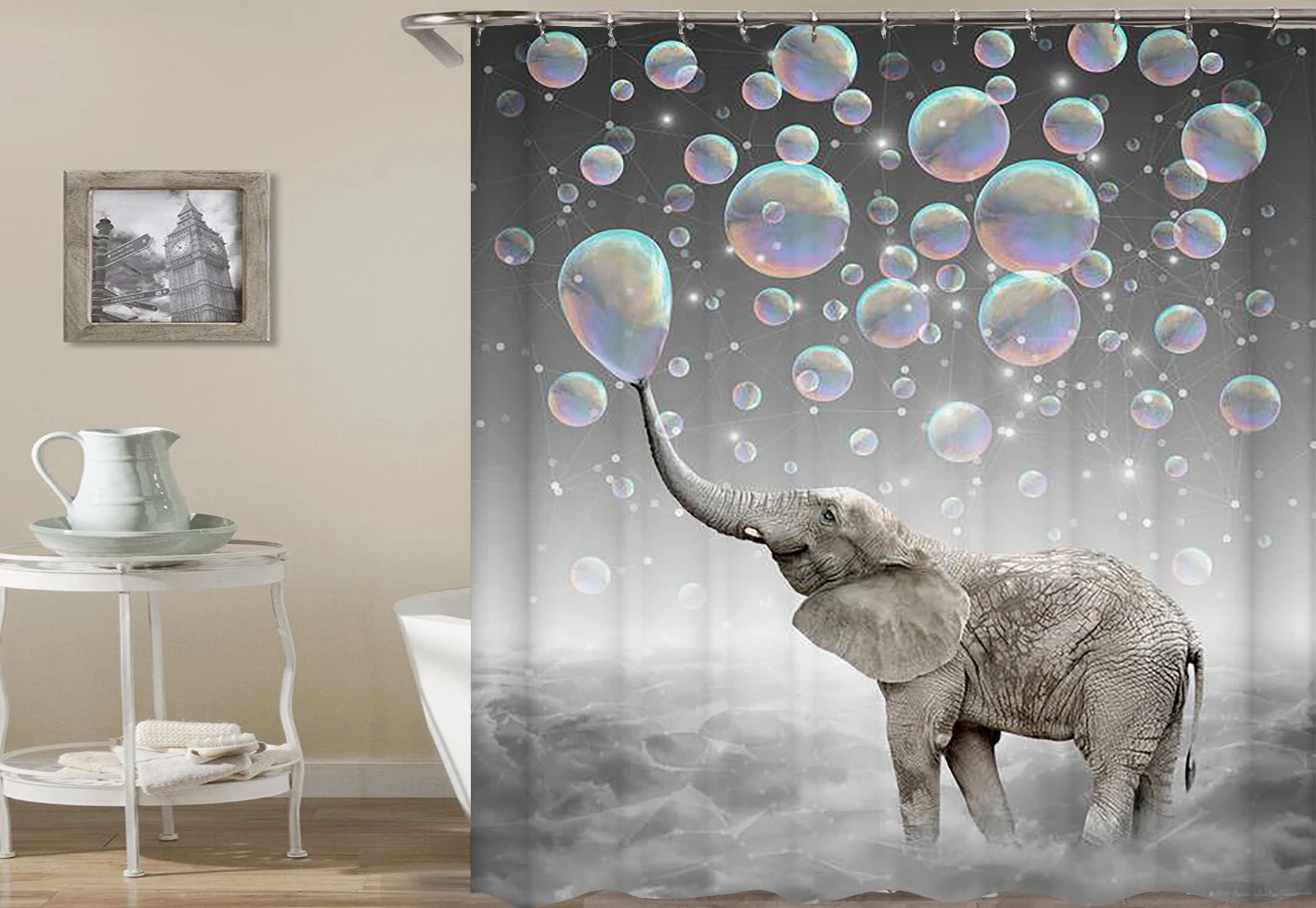 

Creative 3D Printing Cartoon Art Animal Elephant Shower Curtain Waterproof Bathroom Decoration Home Decoration