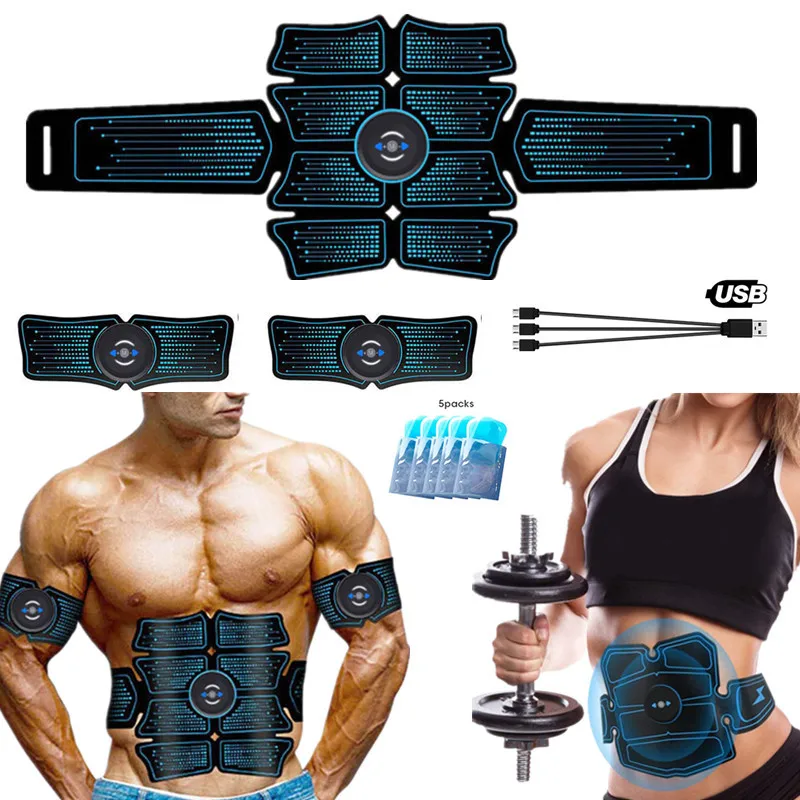 ABS Trainer Wireless Abdominal Muscle Stimulator EMS Smart Fitness Training Electric Massager Body Slimming Belt USB Recharge