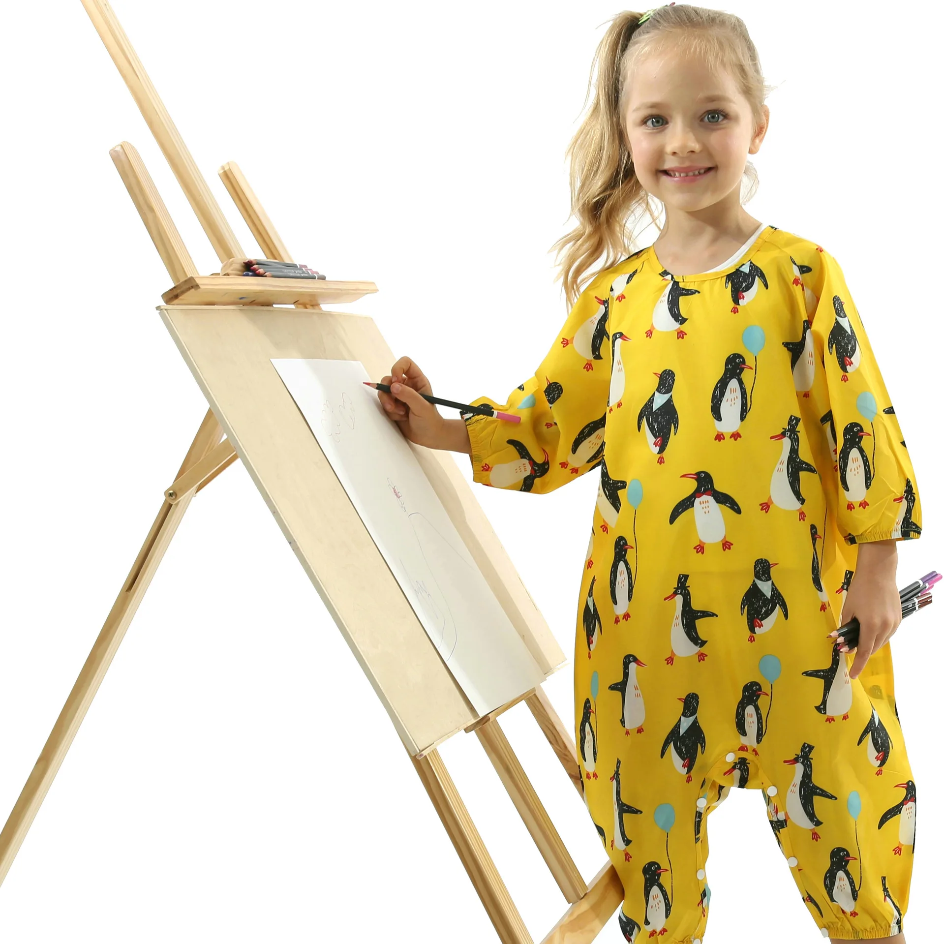 

Baby Overalls Cartoon Waterproof Lightweight Girls One-piece Coverall Playing Eating Painting Kids Activities Rompers 1-6 Years