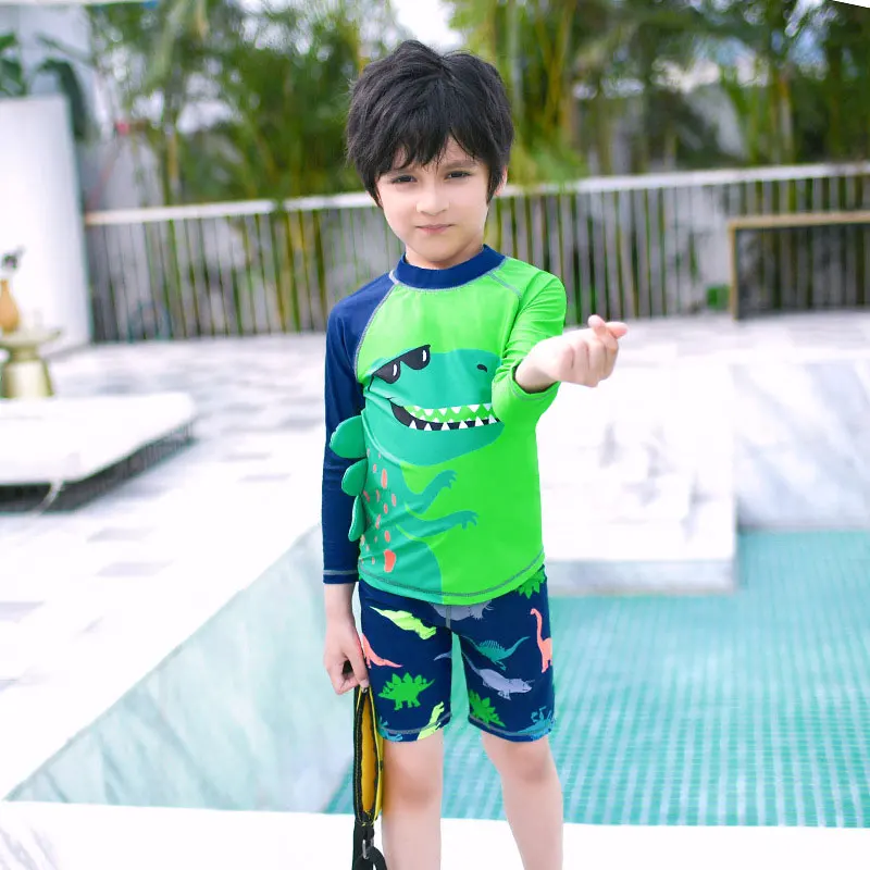 Детские купальники из двух частей с длинным рукавом защитой от солнца принтом