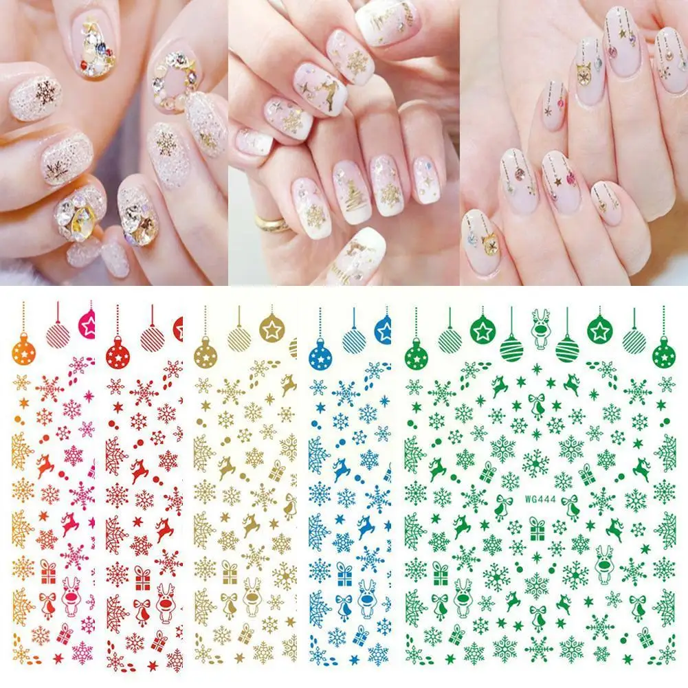 1 Sheet Christmas Theme Nail Art Stickers Snowflakes 3D Sticker Flower Snowflake Decals Pattern Slider Decoration Nails