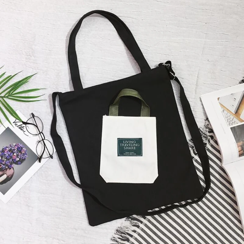 

New Simple Wild Students Bag 2020 Women Korean Style Crossbody Totes Bag Girls Casual Canvas Shoulder Messenger Bag